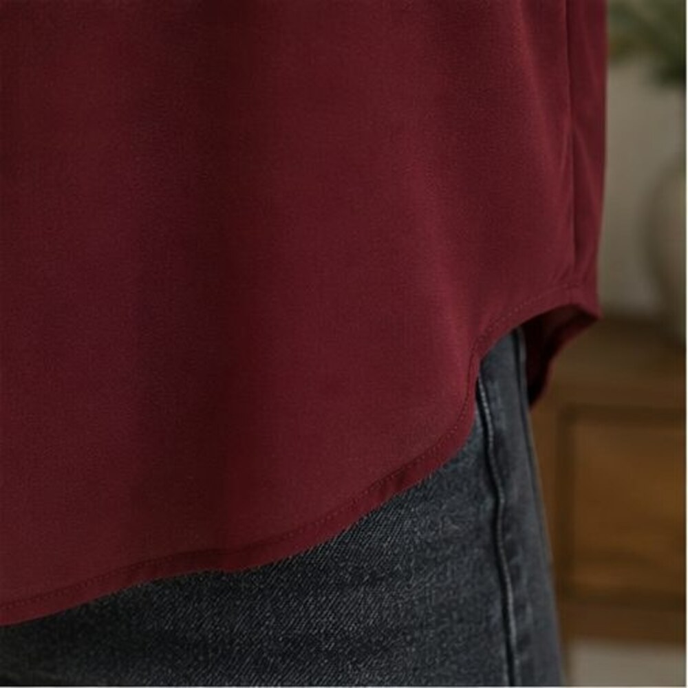 Wine Ruffle Collar Blouse - Picture 6 of 6